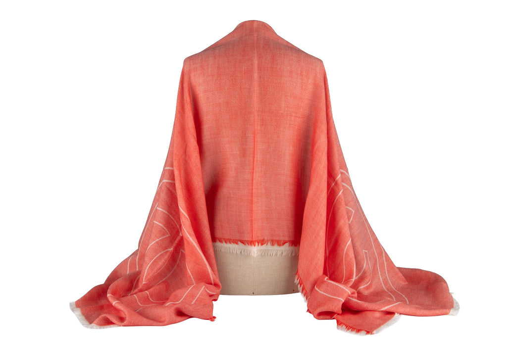 Chanel New CC Logo Coral Cashmere Shawl