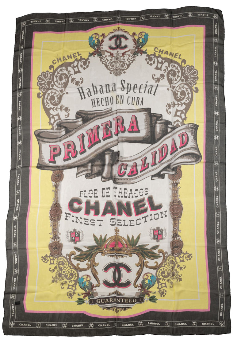 Chanel "Paris-Cuba" Silk Chiffon Shawl