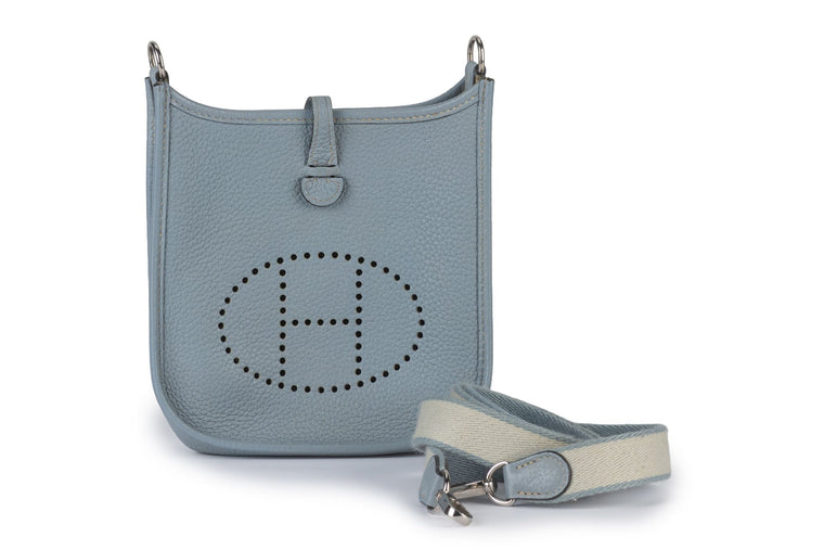 Hermès Blue Lin Mini Evelyne Cross Bag