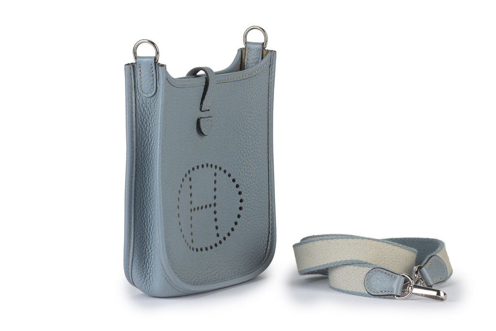 Hermès Blue Lin Mini Evelyne Cross Bag