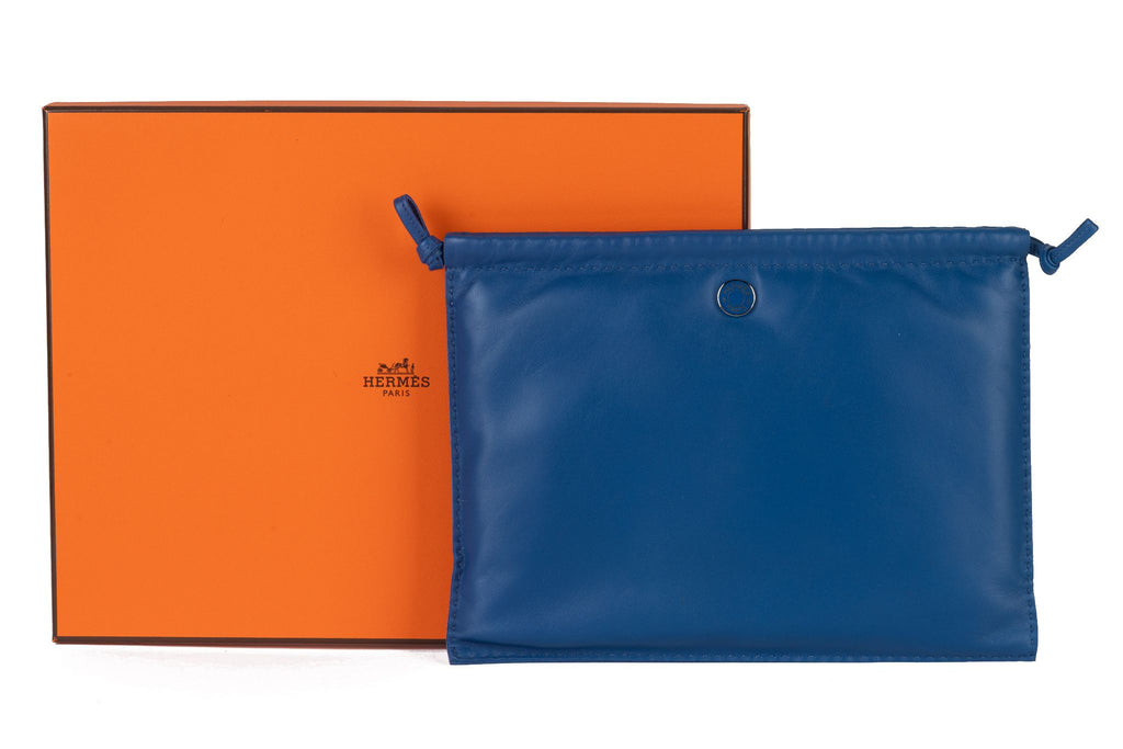 Hermès New In Box Pilo Pouch in Blue