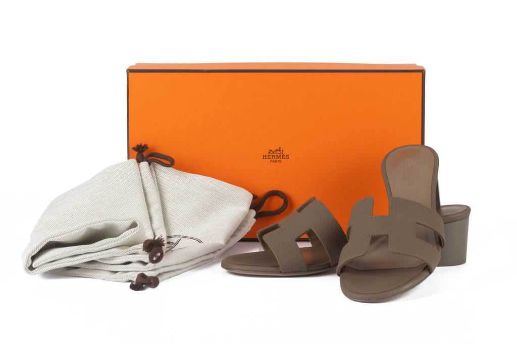 Hermès New Oasis Sandal Epsom Etoupe 37