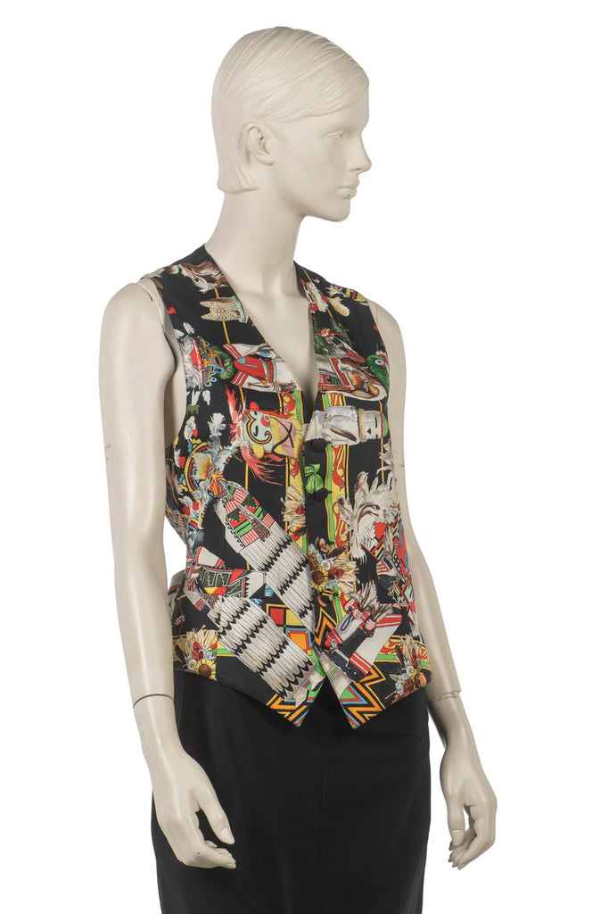 Hermès Black Kachinas Printed Silk Vest