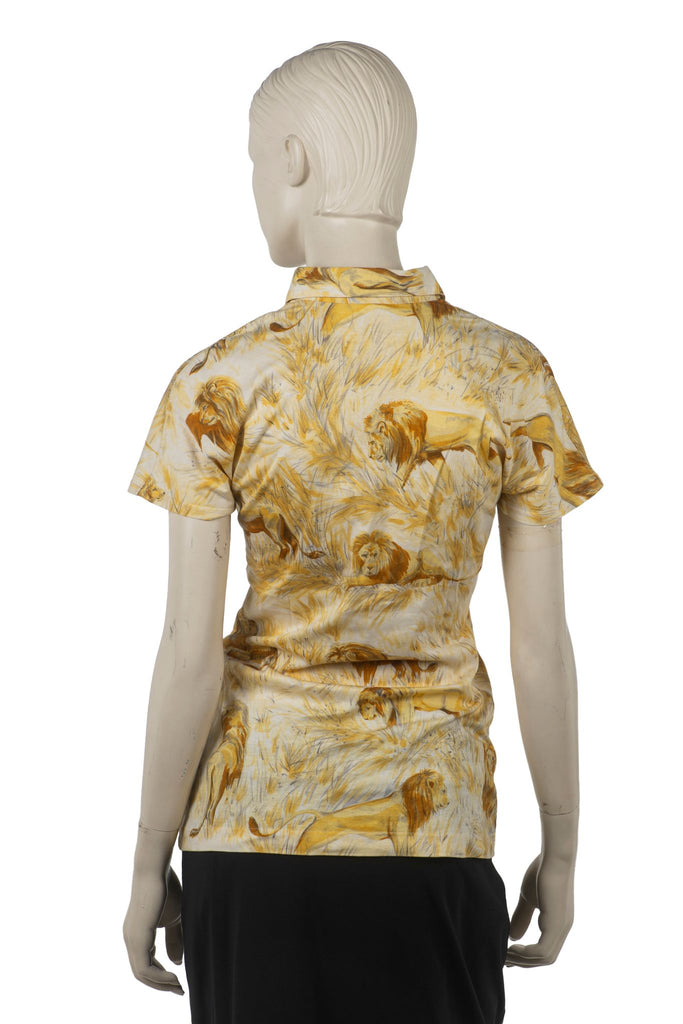 Hermès Lion Short Sleeve Cotton Shirt