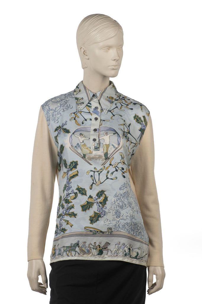 Hermès Silk and Wool Niege d Antan Shirt