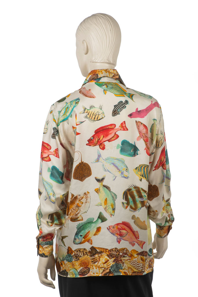 Gucci Silk Fish Print Shirt 1990s