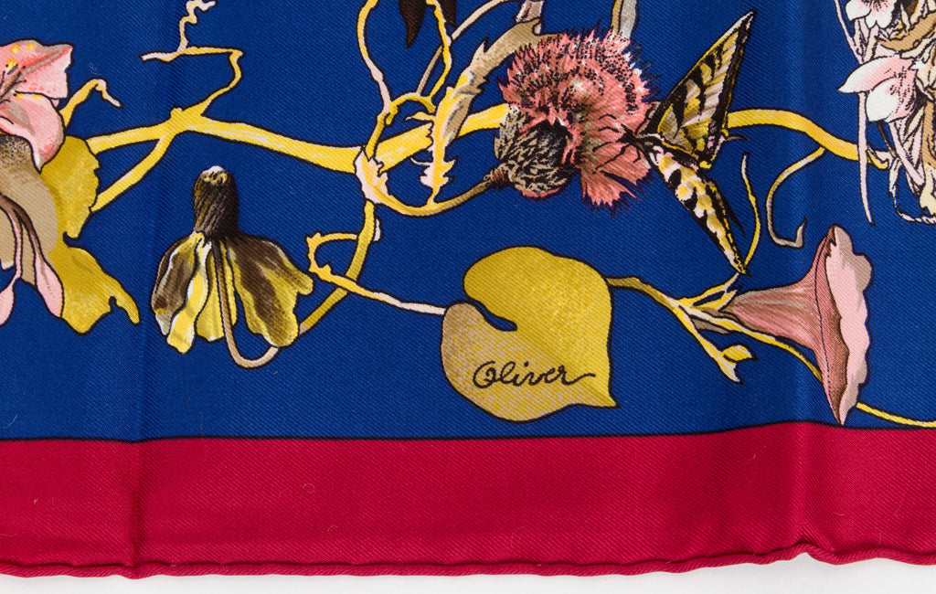 Hermès Blue Texas Wildlife Silk Scarf