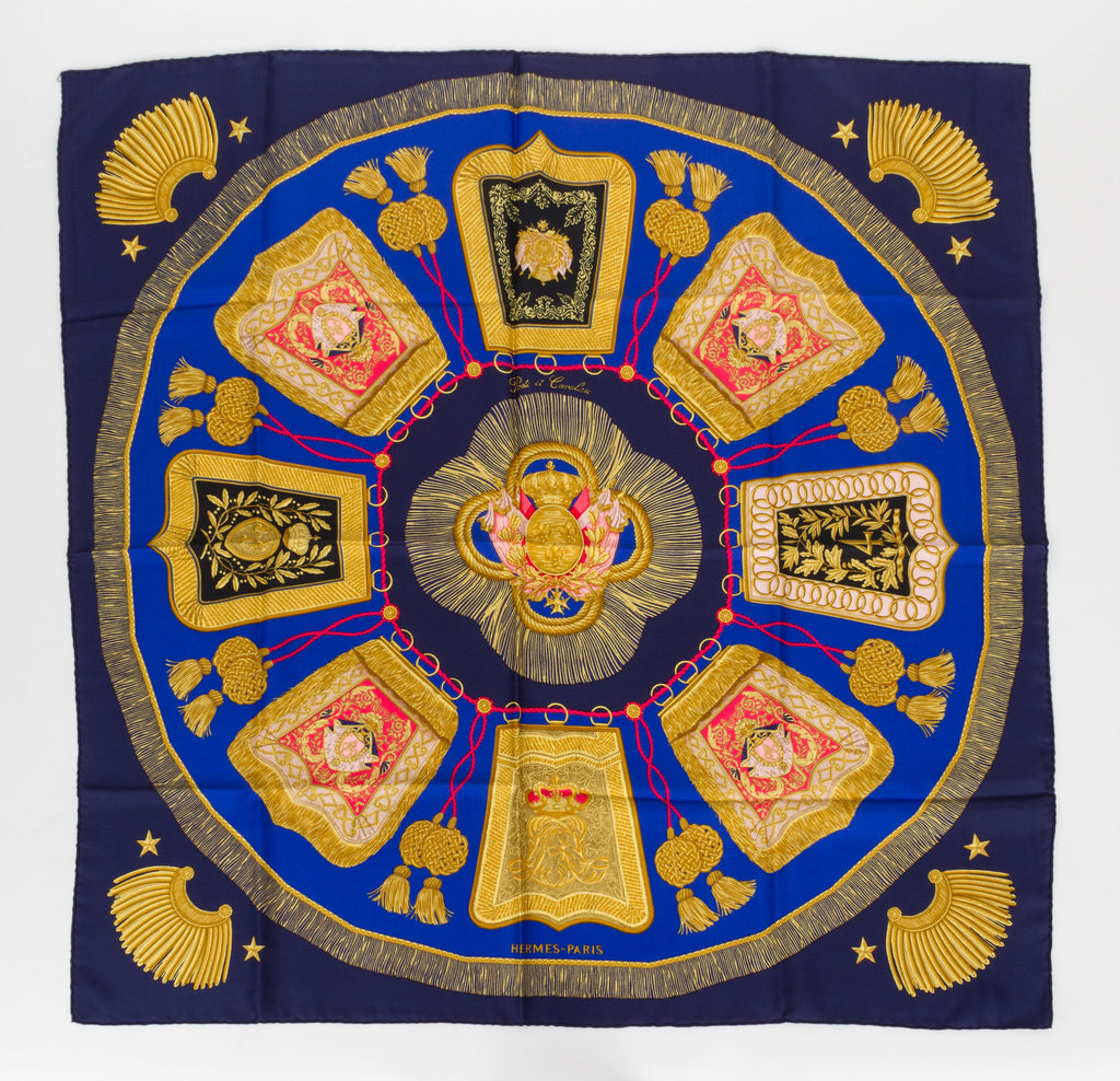 Hermès "Poste et Cavalerie" Blue Scarf