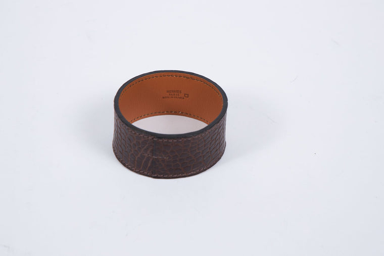 Hermès Brown Croc-Leather Cuff