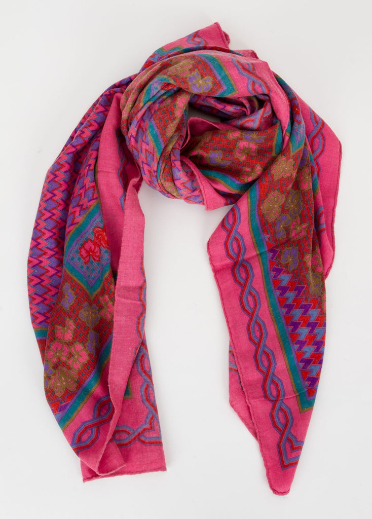 Hermes Fuchsia Geometric Cashmere Shawl