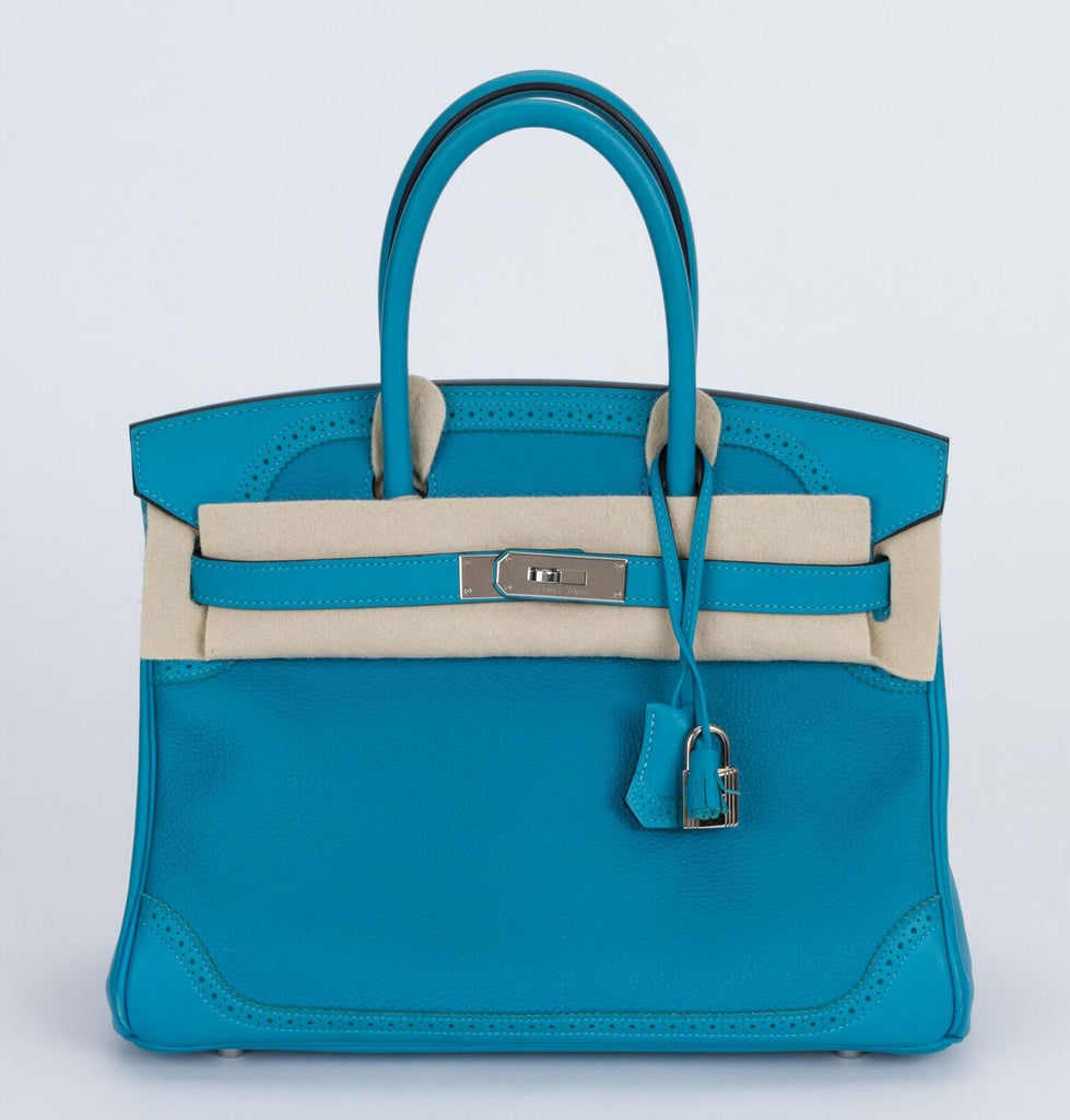 Hermès 30cm Turquoise Birkin Ghillies