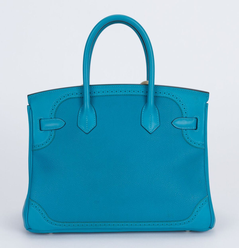 Hermès 30cm Turquoise Birkin Ghillies