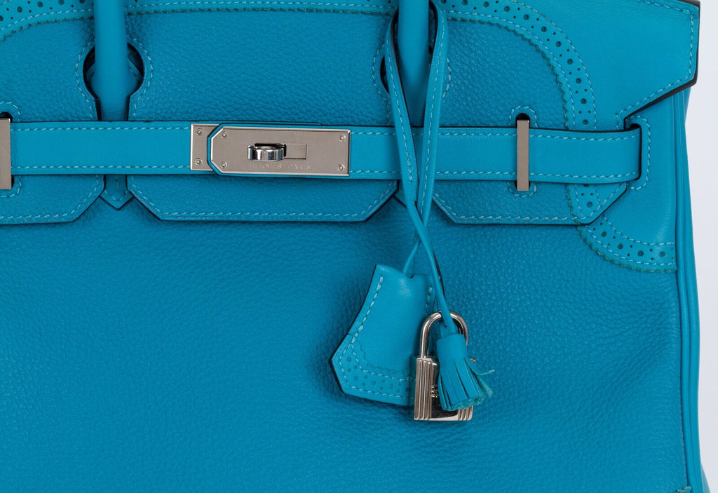 Hermès 30cm Turquoise Birkin Ghillies