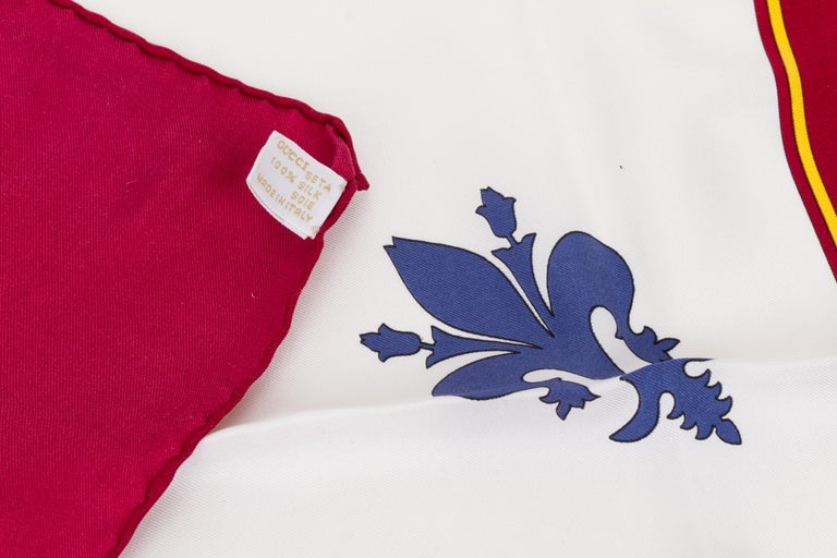 Gucci Fleur De Lis Burgundy Silk Scarf