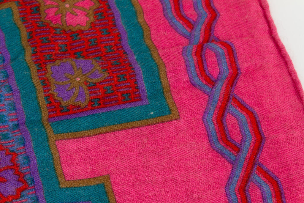 Hermes Fuchsia Geometric Cashmere Shawl