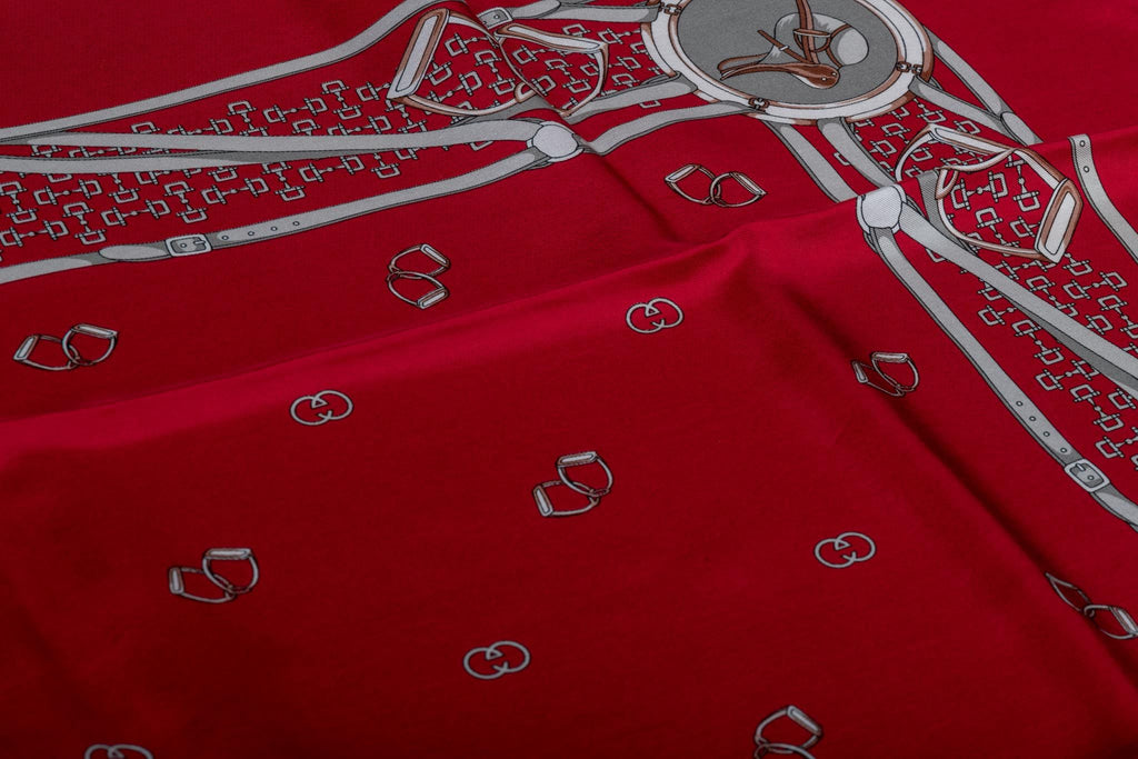 Gucci Red Silk Equestrian Scarf