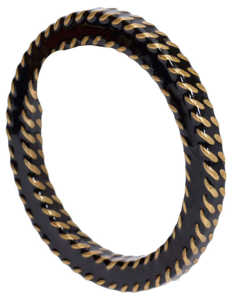 Chanel Black & Gold Metal Bangle