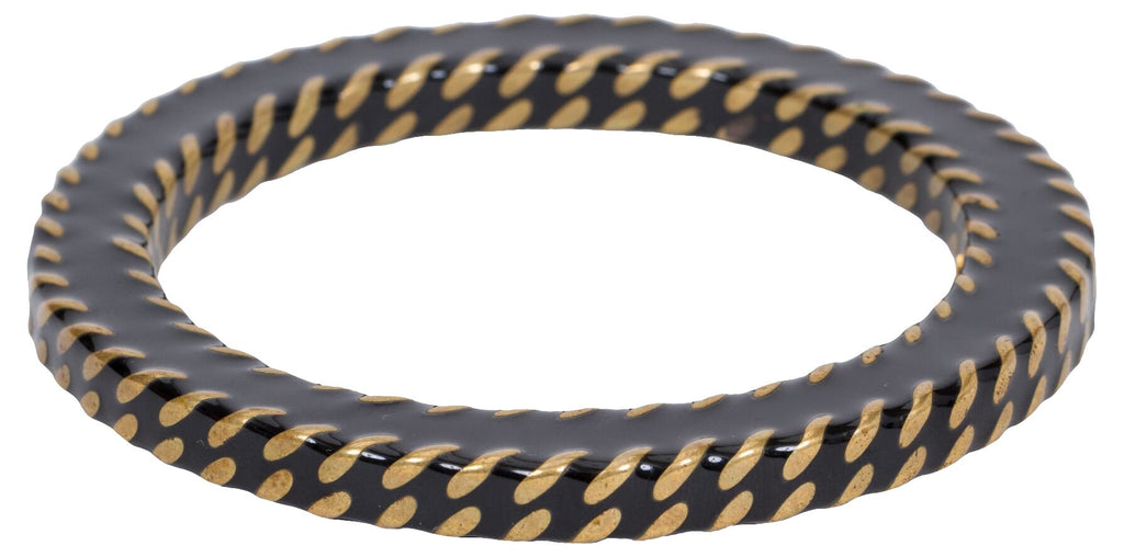 Chanel Black & Gold Metal Bangle