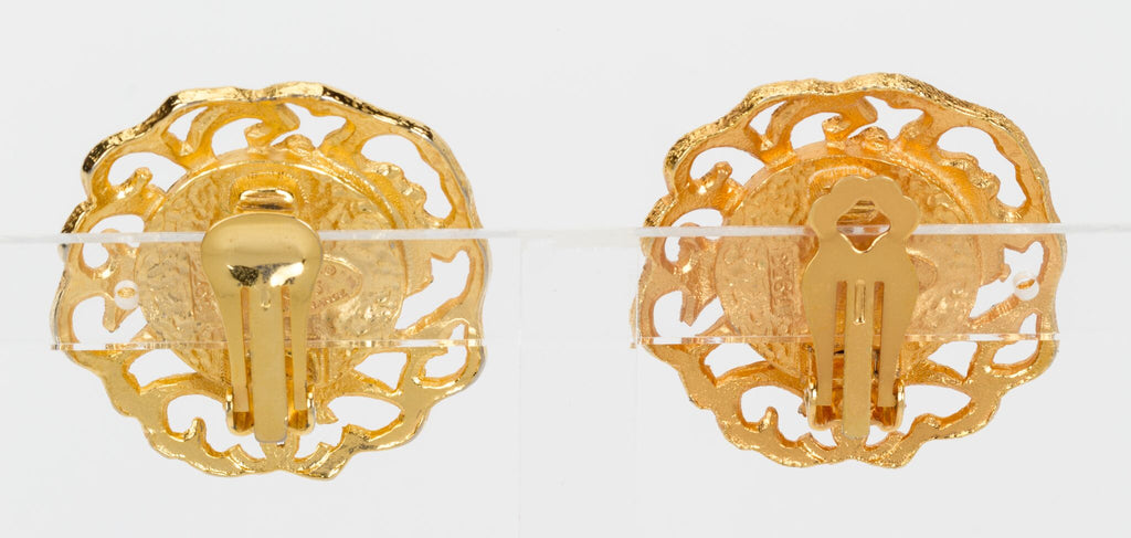 Chanel Large Gold & Pearl Clip Earrings