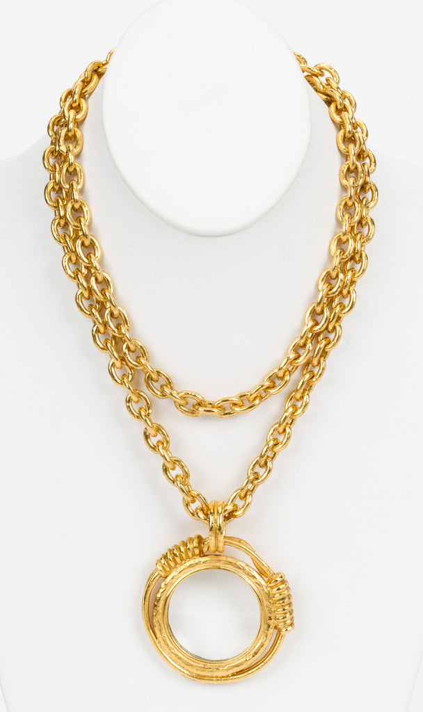 Chanel Satin Gold 80s Magnifier Necklace