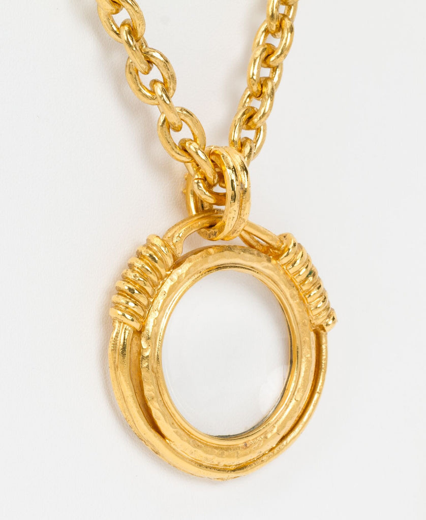 Chanel Satin Gold 80s Magnifier Necklace