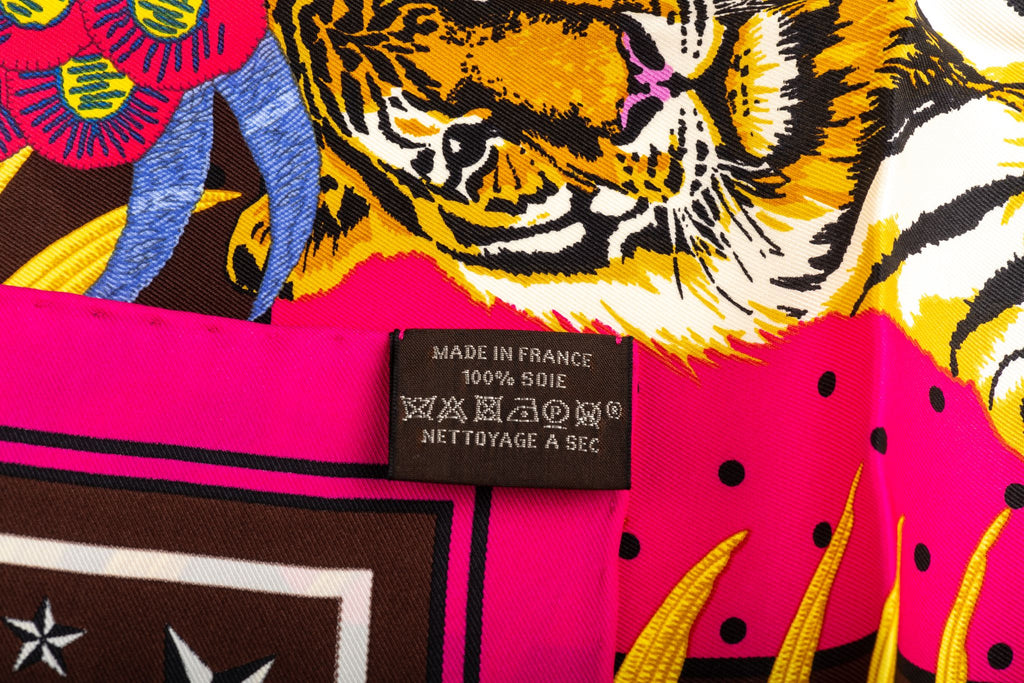 Hermès Imperial Tiger Brown Silk Scarf