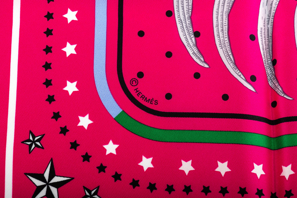 Hermès Imperial Tiger Fuchsia Silk Scarf