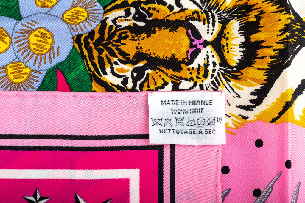 Hermès Imperial Tiger Fuchsia Silk Scarf