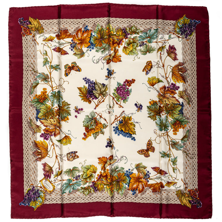 Gucci Leaves & Grapes Silk Scarf