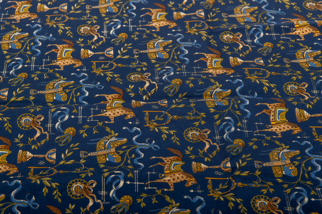 Ferragamo Blue Silk Horses Scarf