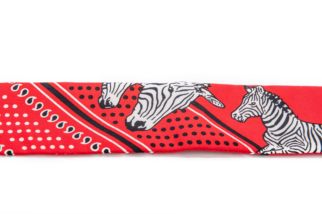 Hermès BNIB Red Zebra Twilly Scarf