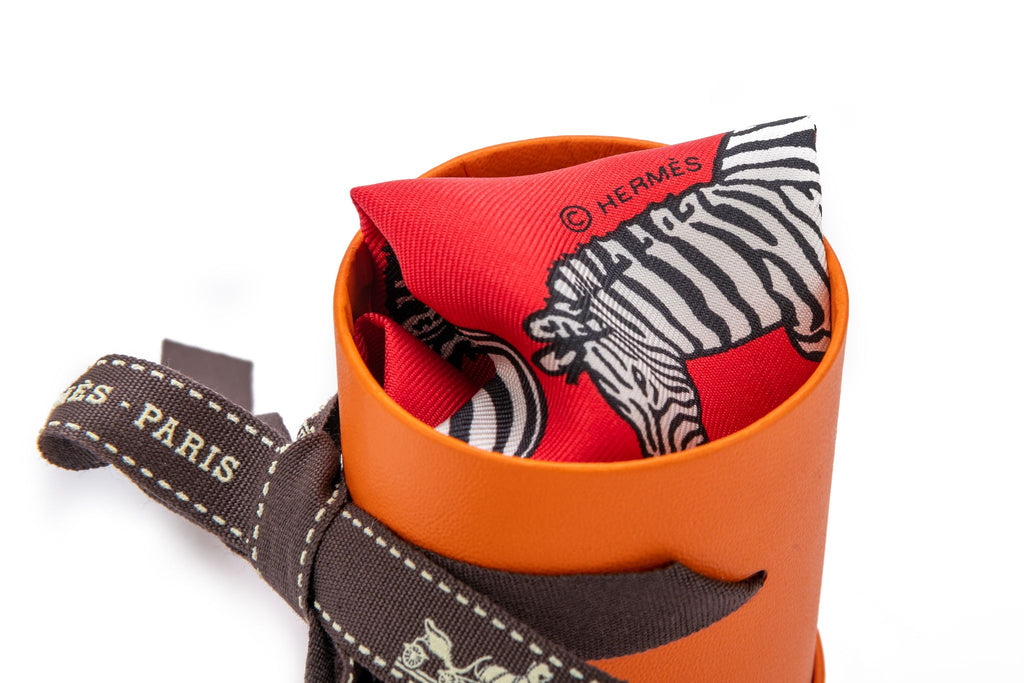Hermès BNIB Red Zebra Twilly Scarf