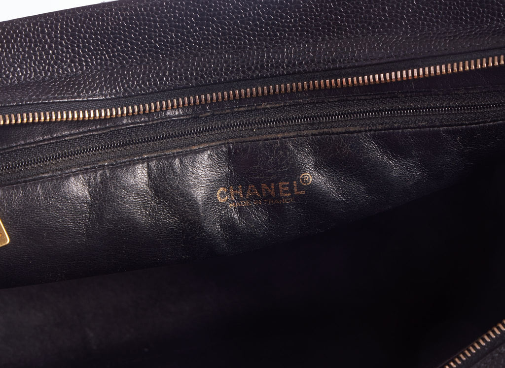 Chanel Black Flat Quilted Caviar Bag