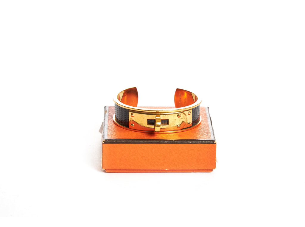 Hermès Black Vintage Lizard Cuff