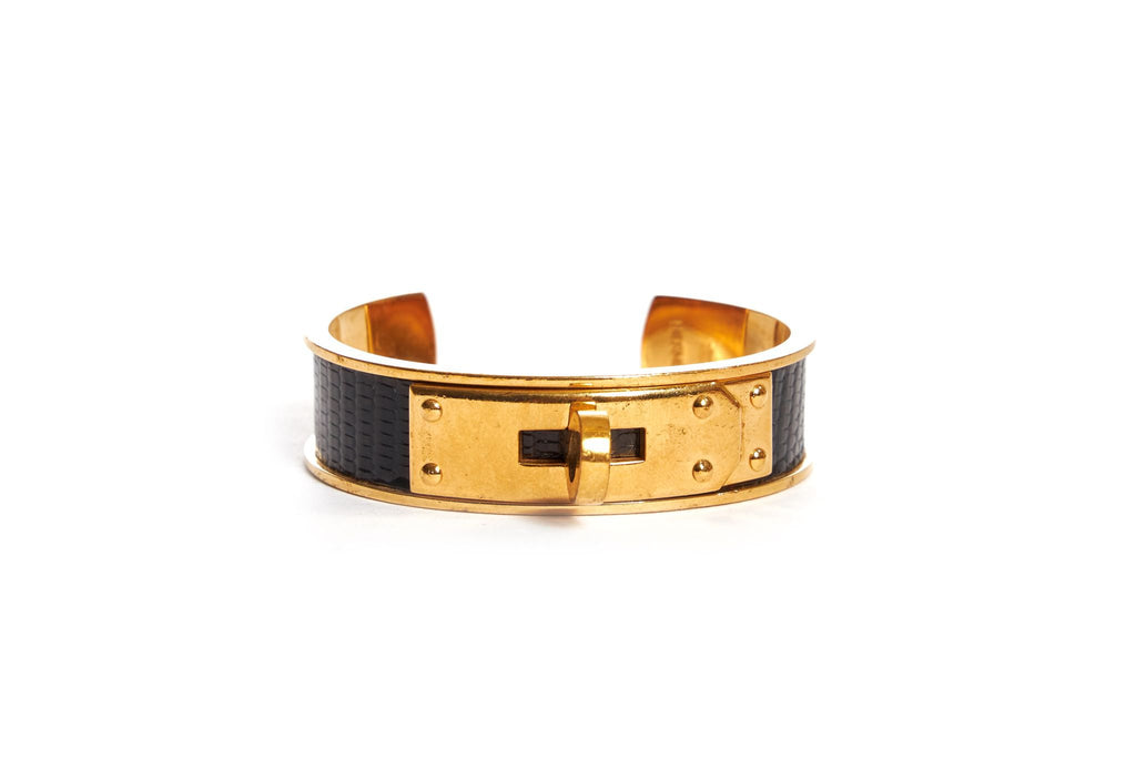 Hermès Black Vintage Lizard Cuff