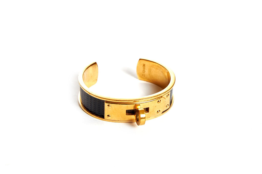 Hermès Black Vintage Lizard Cuff