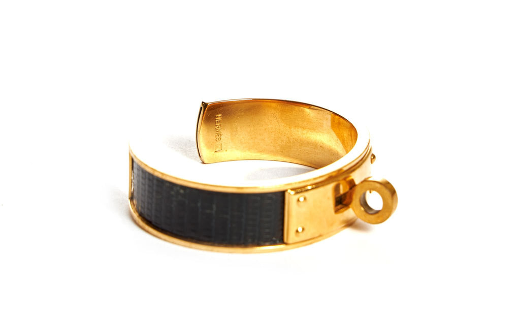 Hermès Black Vintage Lizard Cuff