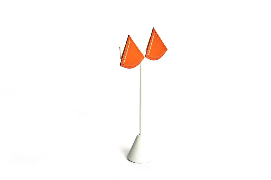 Hermès Orange Swift Triangular Earrings