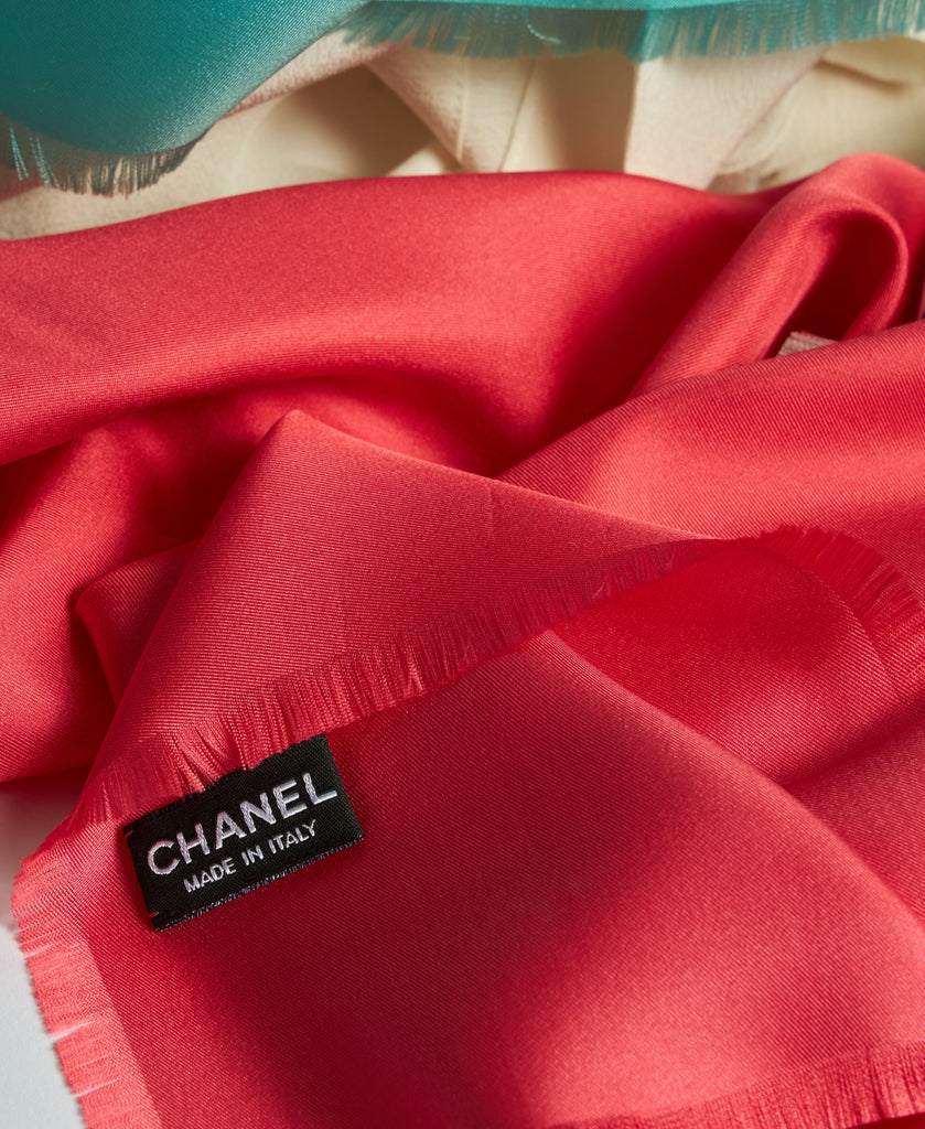 Chanel New Teal/Coral Oversize Shawl