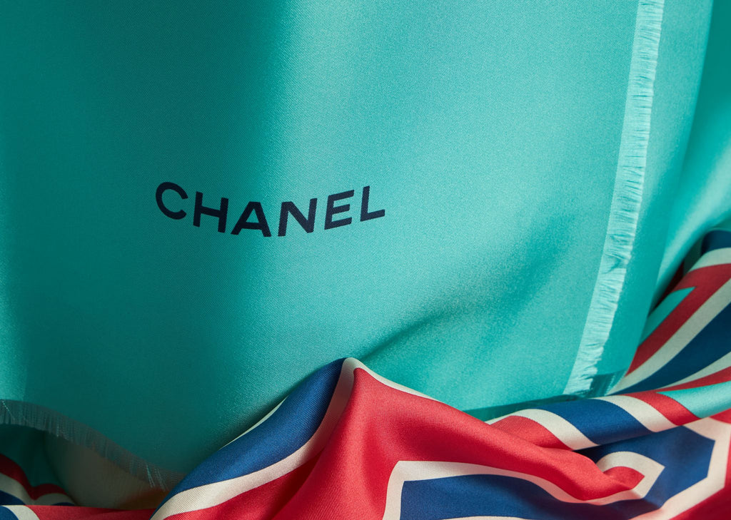 Chanel New Teal/Coral Oversize Shawl