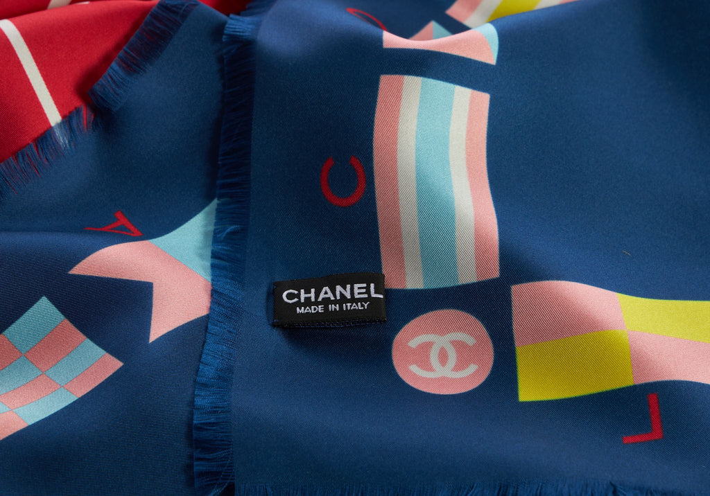 Chanel New La Pausa Navy Silk  Shawl