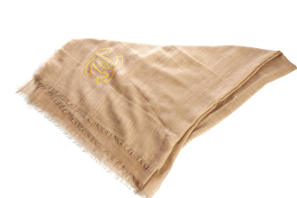 Chanel New Beige Cashmere Large Shawl