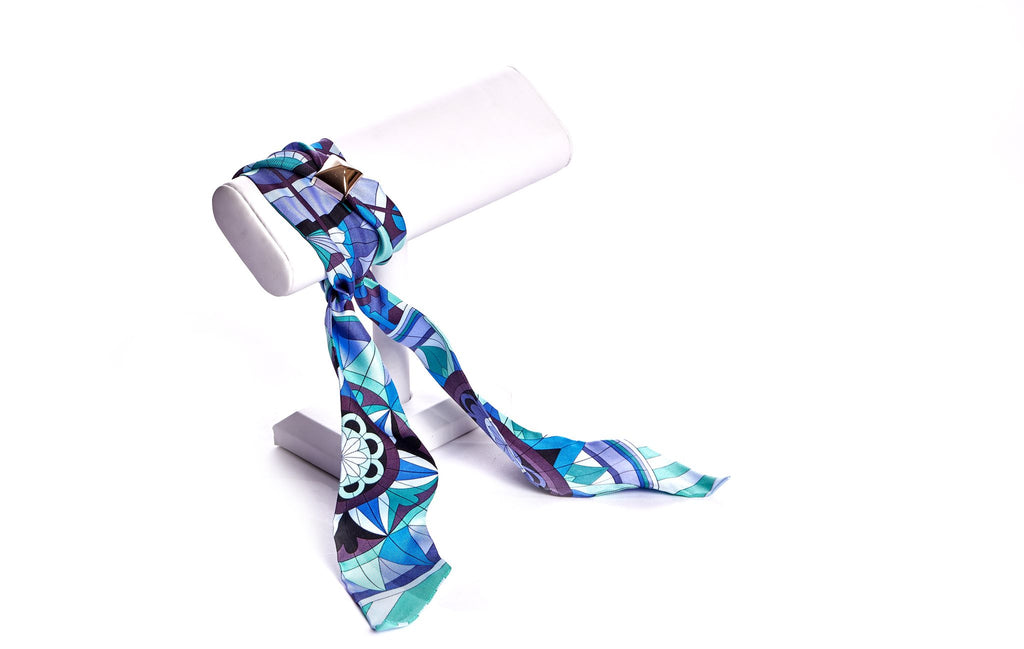 Hermès Geometric Blue Palladium Twilly