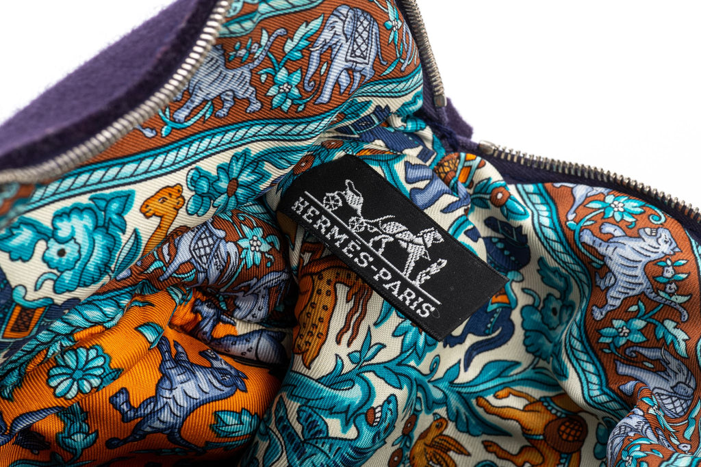 Hermes Blue Felt Bolide Silk Interior