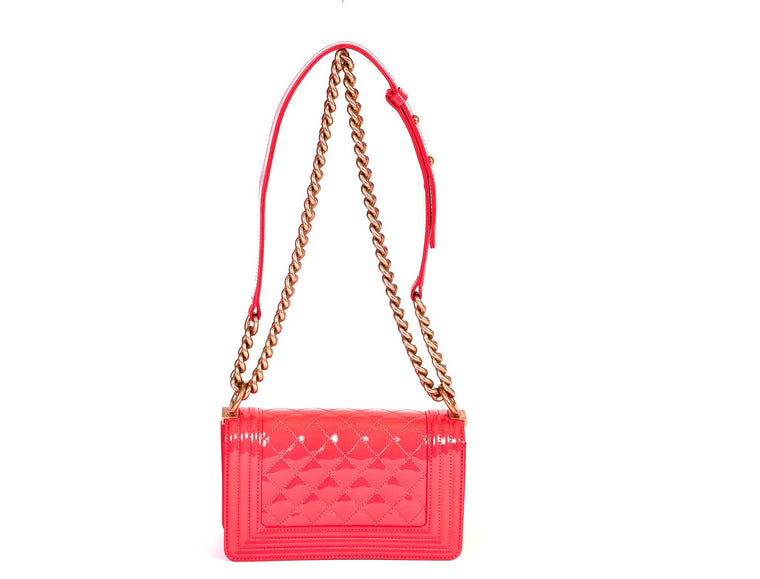 Chanel Fluorescent Patent Pink Boy Bag