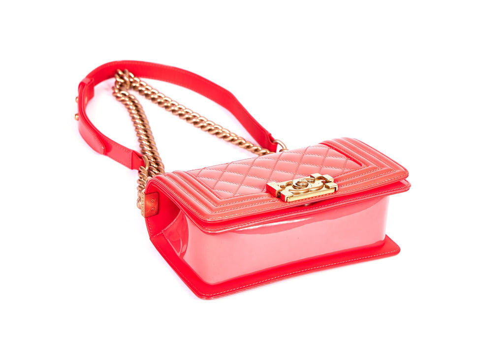 Chanel Fluorescent Patent Pink Boy Bag