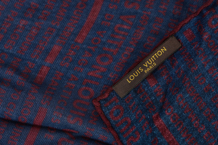 Vuitton Navy Cashmere Pocket Square New