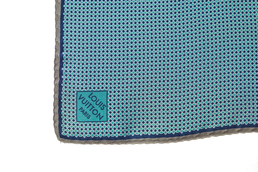 Vuitton Blue/Gray Silk Pocket Square