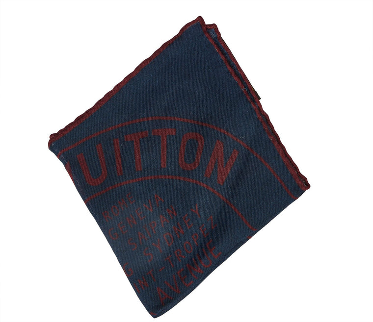 Vuitton Navy Cashmere Pocket Square New