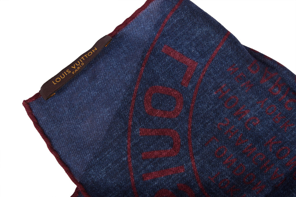 Vuitton Navy Cashmere Pocket Square New